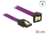 Delock SATA 6 Gb/s Kabel gerade auf unten gewinkelt 30 cm violett