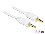 Delock Klinkenkabel 3,5 mm 3 Pin Stecker > Stecker 0,5 m weiß