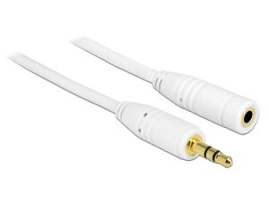 Delock Klinkenverlängerungskabel 3,5 mm 3 Pin Stecker > Buchse 3 m weiß
