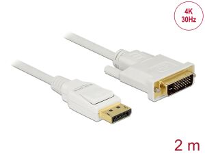 Delock Kabel DisplayPort 1.2 Stecker > DVI 24+1 Stecker Passiv 4K 30 Hz 2 m weiß