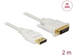Delock Kabel DisplayPort 1.2 Stecker > DVI 24+1 Stecker Passiv 4K 30 Hz 2 m weiß