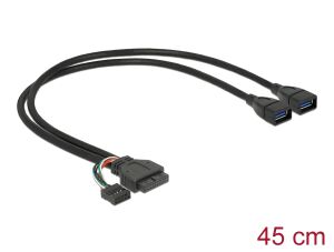 Delock Kabel USB 3.0 Pfostenbuchse + USB 2.0 Pfostenbuchse > 2 x USB 3.0 A Buchse 45 cm