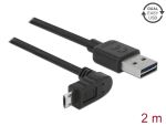 Delock Kabel EASY-USB 2.0 Typ-A Stecker > EASY-USB 2.0 Typ Micro-B Stecker gewinkelt oben / unten 2 m schwarz