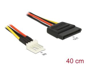 Delock Stromkabel SATA 15 Pin Buchse > 4 Pin Floppy Stecker 40 cm