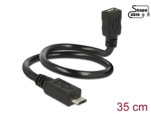 Delock Kabel USB 2.0 Micro-B Stecker > USB 2.0 Micro-B Buchse OTG ShapeCable 0,35 m