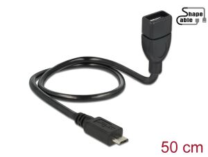 Delock Kabel USB 2.0 Micro-B Stecker > USB 2.0 Typ-A Buchse OTG ShapeCable 0,50 m