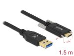 Delock USB 10 Gbps Kabel Typ-A Stecker zu USB Type-C™ Stecker mit Schrauben seitlich 1,5 m