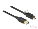 Delock USB 10 Gbps Kabel Typ-A Stecker zu USB Type-C™ Stecker mit Schraube oben 1,5 m