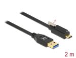 Delock USB 10 Gbps Kabel Typ-A Stecker zu USB Type-C™ Stecker mit Schraube oben 2 m