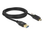 Delock USB 10 Gbps Kabel Typ-A Stecker zu USB Type-C™ Stecker mit Schraube oben 2 m
