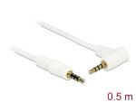 Delock Kabel Klinke 3,5 mm 4 Pin Stecker > Stecker gewinkelt 0,5 m weiß