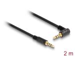 Delock Kabel Klinke 3,5 mm 4 Pin Stecker > Stecker gewinkelt 2 m schwarz