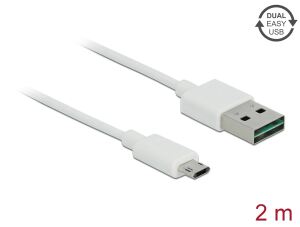 Delock Kabel EASY-USB 2.0 Typ-A Stecker > EASY-USB 2.0 Typ Micro-B Stecker 2 m weiß