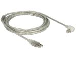 Delock Kabel USB 2.0 Typ-A Stecker > USB 2.0 Typ-B Stecker gewinkelt 3,0 m transparent