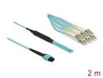 Delock LWL Kabel MPO Buchse zu 6 x LC Duplex Stecker, Multimode OM3, 50/125 µm, 2 m