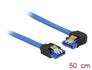 Delock Kabel SATA 6 Gb/s Buchse gerade > SATA Buchse links gewinkelt 50 cm blau mit Goldclips