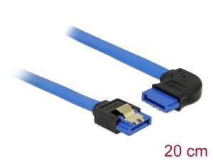 Delock Kabel SATA 6 Gb/s Buchse gerade > SATA Buchse rechts gewinkelt 20 cm blau mit Goldclips