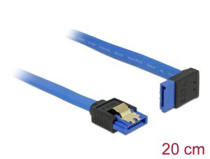 Delock Kabel SATA 6 Gb/s Buchse gerade > SATA Buchse oben gewinkelt 20 cm blau mit Goldclips