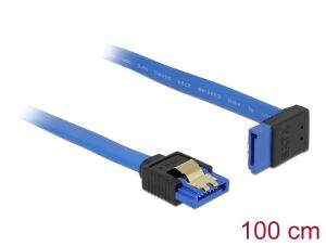 Delock Kabel SATA 6 Gb/s Buchse gerade > SATA Buchse oben gewinkelt 100 cm blau mit Goldclips