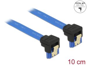 Delock Kabel SATA 6 Gb/s Buchse unten gewinkelt > SATA Buchse unten gewinkelt 10 cm blau mit Goldclips