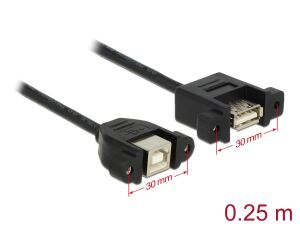 Delock Kabel USB 2.0 Typ-B Buchse zum Einbau > USB 2.0 Typ-A Buchse zum Einbau 25 cm