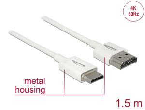 Delock Kabel High Speed HDMI mit Ethernet - HDMI-A Stecker > HDMI Mini-C Stecker 3D 4K 1,5 m Slim High Quality
