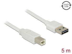 Delock Kabel EASY-USB 2.0 Typ-A Stecker > USB 2.0 Typ-B Stecker 5 m weiß