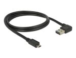 Delock Kabel EASY-USB 2.0 Typ-A Stecker gewinkelt links / rechts > EASY-USB 2.0 Typ Micro-B Stecker schwarz 1 m
