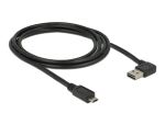 Delock Kabel EASY-USB 2.0 Typ-A Stecker gewinkelt links / rechts > EASY-USB 2.0 Typ Micro-B Stecker schwarz 2 m
