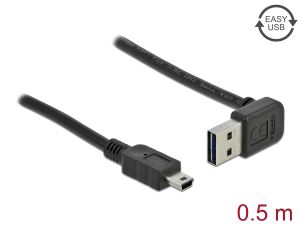 Delock Kabel EASY-USB 2.0 Typ-A Stecker gewinkelt oben / unten > USB 2.0 Typ Mini-B Stecker 0,5 m