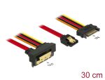 Delock Kabel SATA 6 Gb/s 7 Pin Buchse + SATA 15 Pin Strom Stecker > SATA 22 Pin Buchse unten gewinkelt Metall 30 cm
