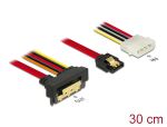 Delock Kabel SATA 6 Gb/s 7 Pin Buchse + Molex 4 Pin Strom Stecker > SATA 22 Pin Buchse unten gewinkelt Metall 30 cm