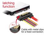 Delock Kabel SATA 6 Gb/s 7 Pin Buchse + Floppy 4 Pin Strom Stecker > SATA 22 Pin Buchse gerade Metall 30 cm