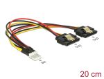 Delock Kabel Power Floppy 4 Pin Stecker > 2 x SATA 15 Pin Buchse Metall 20 cm