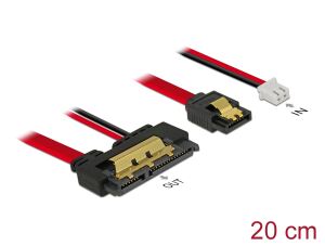 Delock Kabel SATA 6 Gb/s 7 Pin Buchse + 2 Pin Strom Buchse > SATA 22 Pin Buchse gerade (5 V) Metall 20 cm