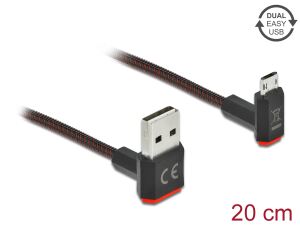 Delock EASY-USB 2.0 Kabel Typ-A Stecker zu EASY-USB Typ Micro-B Stecker gewinkelt oben / unten 0,2 m schwarz