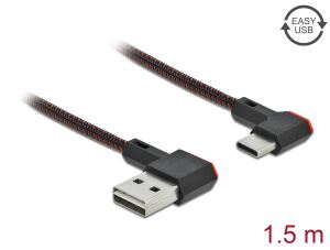 Delock EASY-USB 2.0 Kabel Typ-A Stecker zu USB Type-C™ Stecker gewinkelt links / rechts 1,5 m schwarz