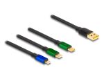 Delock USB Aufrollladekabel 3 in 1 Typ-A zu Micro USB / 2 x USB Type-C™ mit Schnellladefunktion schwarz