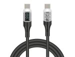 Delock USB 2.0 Daten- und Schnellladekabel USB Type-C™ Stecker zu Stecker PD 3.0 100 W mit Leistungsanzeige transparent 2 m