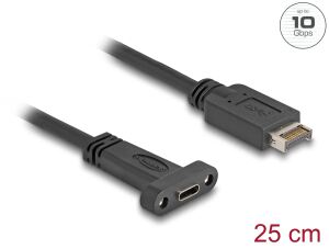 Delock USB 10 Gbps Kabel USB Typ-E Key A 20 Pin Stecker zu USB Type-C™ Buchse zum Einbau 25 cm