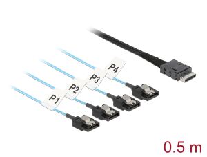 Delock Kabel OCuLink SFF-8611 > 4 x SATA 7 Pin 0,5 m Metall