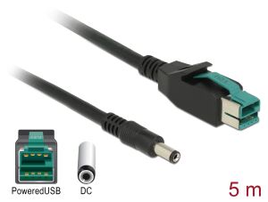 Delock PoweredUSB Kabel Stecker 12 V > DC 5,5 x 2,1 mm Stecker 5 m für POS Drucker und Terminals