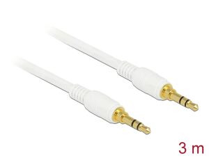 Delock Klinkenkabel 3,5 mm 3 Pin Stecker > Stecker 3 m weiß