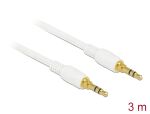 Delock Klinkenkabel 3,5 mm 3 Pin Stecker > Stecker 3 m weiß