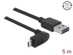 Delock Kabel EASY-USB 2.0 Typ-A Stecker > EASY-USB 2.0 Typ Micro-B Stecker gewinkelt oben / unten 5 m schwarz