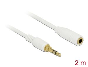 Delock Klinkenverlängerungskabel 3,5 mm 3 Pin Stecker zu Buchse 2 m weiß