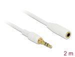 Delock Klinkenverlängerungskabel 3,5 mm 3 Pin Stecker zu Buchse 2 m weiß