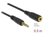 Delock Verlängerungskabel Klinke 3,5 mm 5 Pin Stecker zu Buchse 0,5 m schwarz