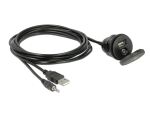 Delock Kabel USB Typ A Stecker + 3,5 mm 4 Pin Klinkenstecker > Einbaubuchse mit Verschlussdeckel USB Typ A Buchse + 3,5 mm 4 Pin Klinkenbuchse (Audio) 2 m schwarz