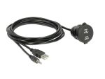 Delock Kabel USB Typ A Stecker + 3,5 mm 4 Pin Klinkenstecker > Einbaubuchse mit Verschlussdeckel USB Typ A Buchse + 3,5 mm 4 Pin Klinkenbuchse (Audio) 2 m schwarz